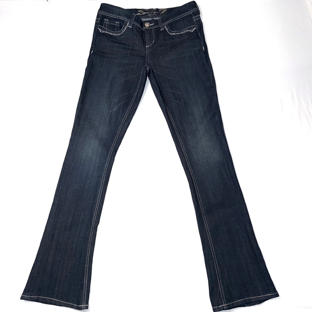 Seven7 Jeans Womens 28 Bootcut Dark Wash Rhinestone Embellished Y2K NWT